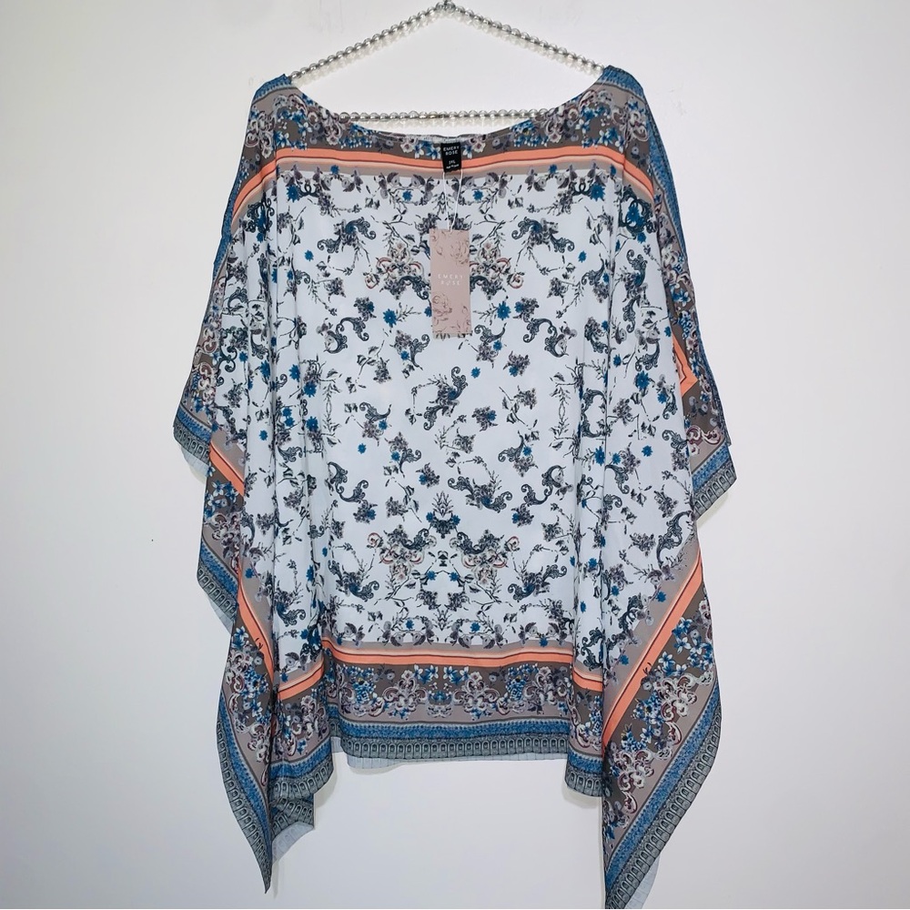 EMERY ROSE Plus Floral Print Batwing Sleeve Blouse 2XL